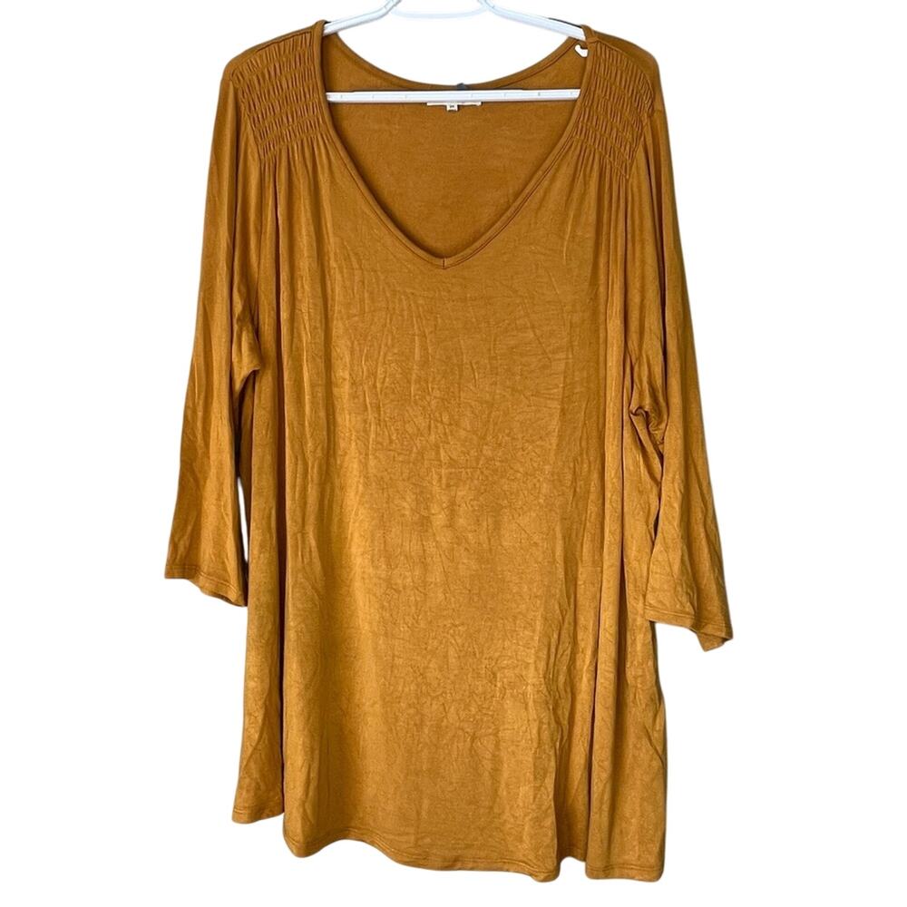 Retrology Mustard Yellow 3/4 Sleeve Tee Size 2X